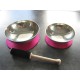 2er Set Klangschale Assam , ca. 385 g. , flach, 1 Klöppel, 2 Pads